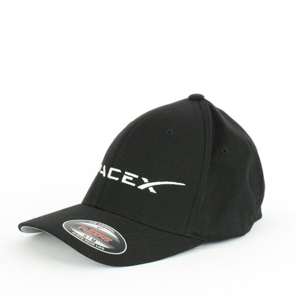 SpaceX Flexfit Black Baseball Cap S/M - Picture 2 of 5